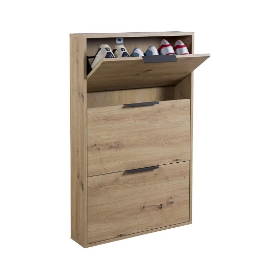 SCARPIERA IN LEGNO CON 3 ANTE A RIBALTE SLIM COLORE ROVERE ARTISAN 106X65X15 CM
