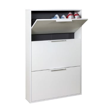 SCARPIERA IN LEGNO CON ANTE 3 A RIBALTA SLIM COLORE BIANCO OPACO 106X65X15 CM