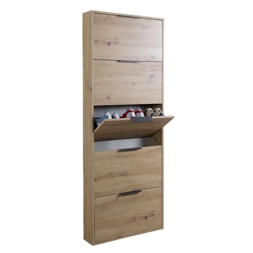 SCARPIERA IN LEGNO CON 5 ANTE A RIBALTA SLIM COLORE ROVERE ARTISAN 173X65X15 CM