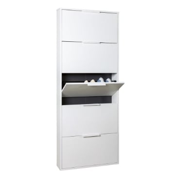 SCARPIERA IN LESGNO CON 5 ANTE A  RIBALTA SLIM COLORE BIANCO OPACO 173X65X15 CM