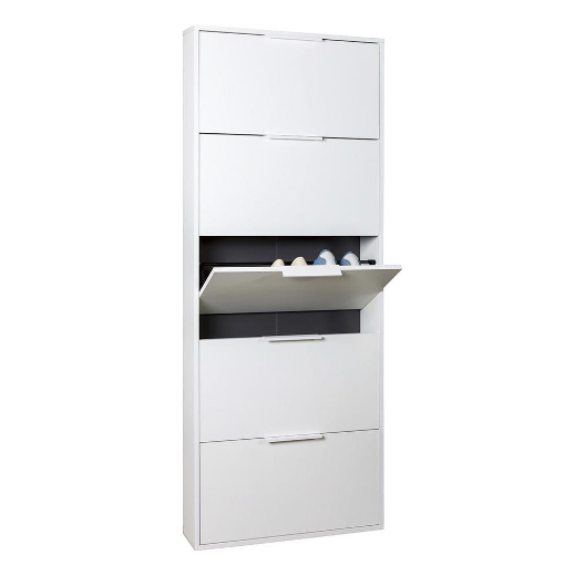 SCARPIERA IN LESGNO CON 5 ANTE A  RIBALTA SLIM COLORE BIANCO OPACO 173X65X15 CM