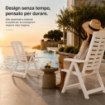 MAURY'S POLTRONA PIEGHEVOLE YUMA IN RESINA A 5 POSIZIONI IN COLORE BIANCO 60 X 61 X 109 CM