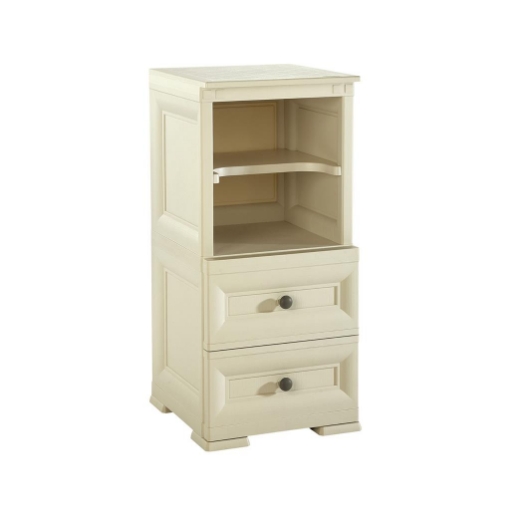 COMODINO 2 CASSETTI ANGORA 40X43X85,5 CM CON MODULO APERTO E RIPIANO – MOBILE SALVASPAZIO PER CAMERA DA LETTO E ZONA LIVING
