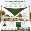  VELA OMBREGGIANTE TRIANGOLARE 3X3X3 M VERDE PER GIARDINO
