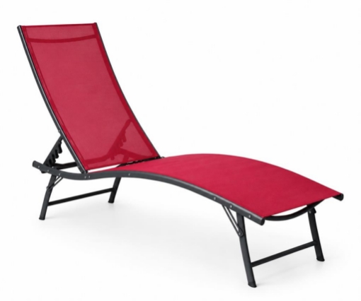 LETTINO PRENDISOLE PIEGHEVOLE 183 CM CON SCHIENALE REGOLABILE ROSSO