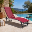 LETTINO PRENDISOLE PIEGHEVOLE 183 CM CON SCHIENALE REGOLABILE ROSSO