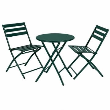 SET TAVOLO E 2 SEDIE PIEGHEVOLI DA GIARDINO PER BALCONE TERRAZZO VERDE