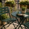 SET TAVOLO E 2 SEDIE PIEGHEVOLI DA GIARDINO PER BALCONE TERRAZZO VERDE
