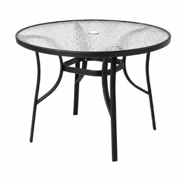 TAVOLO GIARDINO ROTONDO 100 CM CON FORO 45 MM OMBRELLONE E VETRO