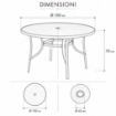 TAVOLO GIARDINO ROTONDO 100 CM CON FORO 45 MM OMBRELLONE E VETRO