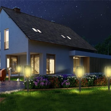 SET 4 FARETTI DA ESTERNO LED A ENERGIA SOLARE CON 4 PICCHETTI IN PLASTICA Ø 12X72 CM NERO