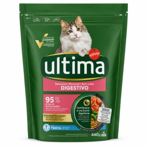ULTIMA BENESSERE DIGESTIVO TROTA 440G – CROCCHETTE PER GATTI ADULTI, SUPPORTO ALLA DIGESTIONE