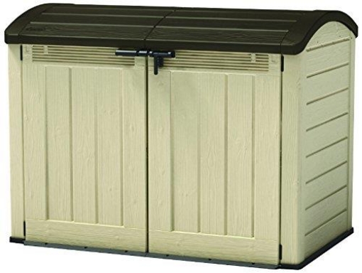 PORTA ATTREZZI BOX DA GIARDINO ESTERNO FINTO LEGNO IN RESINA BEIGE 177X113X134 H