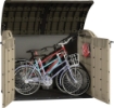PORTA ATTREZZI BOX DA GIARDINO ESTERNO FINTO LEGNO IN RESINA BEIGE 177X113X134 H