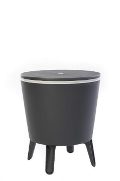 TAVOLINO 3 IN 1 REFRIGERATORE TERMICO PORTAGHIACCIO CUBETTI TAVOLO BAR GRIGIO 