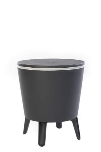 TAVOLINO 3 IN 1 REFRIGERATORE TERMICO PORTAGHIACCIO CUBETTI TAVOLO BAR GRIGIO 