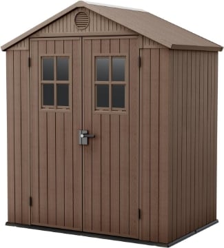 CASETTA PORTA ATTREZZI 2 M² DA GIARDINO KETER CON FINESTRA VERDE EFFETTO MARRONE 126X185 CM