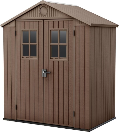 CASETTA PORTA ATTREZZI 2 M² DA GIARDINO KETER CON FINESTRA VERDE EFFETTO MARRONE 126X185 CM