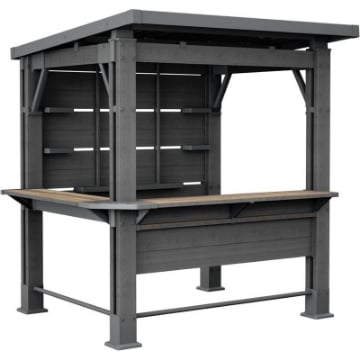 KETER GAZEBO BAR DA GIARDINO CON RIPIANI EFFETTO LEGNO GRAFITE 230X200 CM