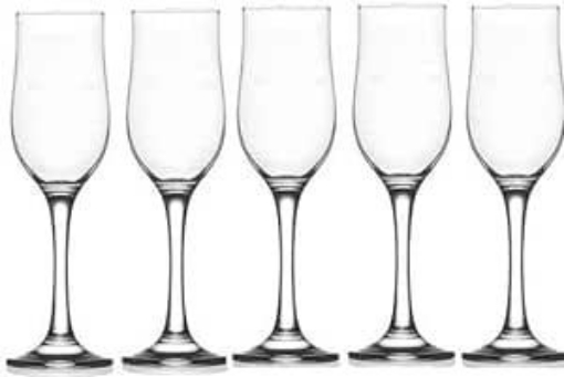 SET 5 CALICI FLORÌ FLUTE IN VETRO DA 195CC