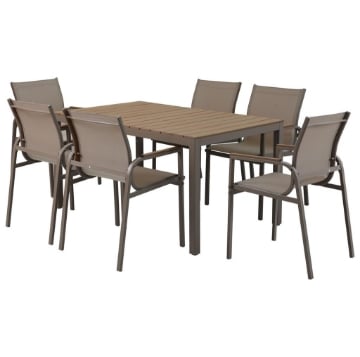 MA MAISON SET TAVOLO COMPRESO DI 6 SEDIE - COLORE TOUPE