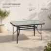 TAVOLO RETTANGOLARE DA GIARDINO CON FORO OMBRELLONE E PIANO IN VETRO - DIMENSIONI  120X70 CM 