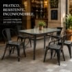 TAVOLO RETTANGOLARE DA GIARDINO CON FORO OMBRELLONE E PIANO IN VETRO - DIMENSIONI  120X70 CM 
