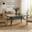 TAVOLO RETTANGOLARE DA GIARDINO CON FORO OMBRELLONE E PIANO IN VETRO - DIMENSIONI  120X70 CM 
