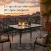 TAVOLO RETTANGOLARE DA GIARDINO CON FORO OMBRELLONE E PIANO IN VETRO - DIMENSIONI  120X70 CM 
