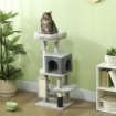 ALBERO PER GATTI, TORRE GIOCHI, ALTEZZA DI 104 CM, CON LETTINO CASETTA, SPAZZOLA PER TOELETTATURA, 44 L X 34 P X 104 H CM, GRIGIO CHIARO