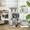 ALBERO PER GATTI, TORRE GIOCHI, ALTEZZA DI 104 CM, CON LETTINO CASETTA, SPAZZOLA PER TOELETTATURA, 44 L X 34 P X 104 H CM, GRIGIO CHIARO
