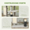 ALBERO PER GATTI, TORRE GIOCHI, ALTEZZA DI 104 CM, CON LETTINO CASETTA, SPAZZOLA PER TOELETTATURA, 44 L X 34 P X 104 H CM, GRIGIO CHIARO