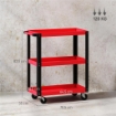 CARRELLO PORTA ATTREZZI A 3 RIPIANI IN METALLO E PP, 70.5X35X82.5 CM, ROSSO E NERO