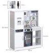 SET CUCINA GIOCATTOLO IN LEGNO CON FORNELLO CON LUCI E SUONI, LAVELLO CON CIRCOLO D'ACQUA E ACCESSORI, BIANCO