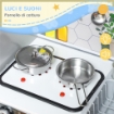 SET CUCINA GIOCATTOLO IN LEGNO CON FORNELLO CON LUCI E SUONI, LAVELLO CON CIRCOLO D'ACQUA E ACCESSORI, BIANCO