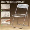 SET 4 SEDIE PIEGHEVOLI SALVASPAZIO PER SOGGIORNO ED EVENTI, ACCIAIO E ACRILICO, TRASPARENTE