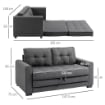 DIVANO LETTO IN TESSUTO 2 POSTI CON IMBOTTITURA E MOLLE, 151X75X85 CM, GRIGIO