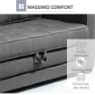 DIVANO LETTO IN TESSUTO 2 POSTI CON IMBOTTITURA E MOLLE, 151X75X85 CM, GRIGIO