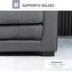 DIVANO LETTO IN TESSUTO 2 POSTI CON IMBOTTITURA E MOLLE, 151X75X85 CM, GRIGIO