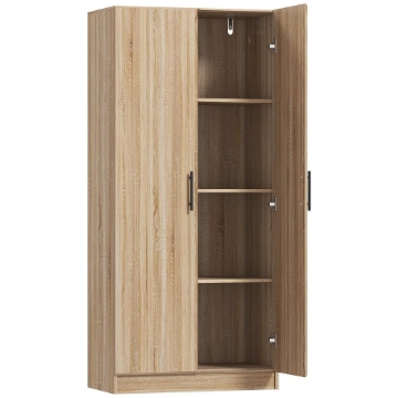 CREDENZA CUCINA MODERNA CON 2 RIPIANI REGOLABILI E ANTE A CHIUSURA AMMORTIZZATA, 75X40X165 CM, LEGNO
