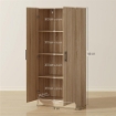 CREDENZA CUCINA MODERNA CON 2 RIPIANI REGOLABILI E ANTE A CHIUSURA AMMORTIZZATA, 75X40X165 CM, LEGNO