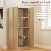 CREDENZA CUCINA MODERNA CON 2 RIPIANI REGOLABILI E ANTE A CHIUSURA AMMORTIZZATA, 75X40X165 CM, LEGNO