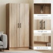 CREDENZA CUCINA MODERNA CON 2 RIPIANI REGOLABILI E ANTE A CHIUSURA AMMORTIZZATA, 75X40X165 CM, LEGNO