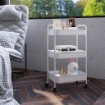 CARRELLO DA CUCINA A 3 LIVELLI CON MANIGLIE E 4 ROTELLE, IN ACCIAIO, 45X30.6X79 CM, BIANCO