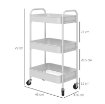 CARRELLO DA CUCINA A 3 LIVELLI CON MANIGLIE E 4 ROTELLE, IN ACCIAIO, 45X30.6X79 CM, BIANCO