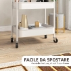 CARRELLO DA CUCINA A 3 LIVELLI CON MANIGLIE E 4 ROTELLE, IN ACCIAIO, 45X30.6X79 CM, BIANCO