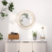 SPECCHIO MODERNO E ROTONDO DECORATIVO A MURO CON GANCI, IN VETRO E METALLO, Ø65X1 CM, ORO