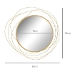 SPECCHIO MODERNO E ROTONDO DECORATIVO A MURO CON GANCI, IN VETRO E METALLO, Ø65X1 CM, ORO