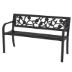 PANCHINA DA GIARDINO 2 POSTI IN ACCIAIO CON SCHIENALE DECORATO E BRACCIOLI, 127X50X75CM, NERO