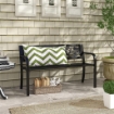 PANCHINA DA GIARDINO 2 POSTI IN ACCIAIO CON SCHIENALE DECORATO E BRACCIOLI, 127X50X75CM, NERO